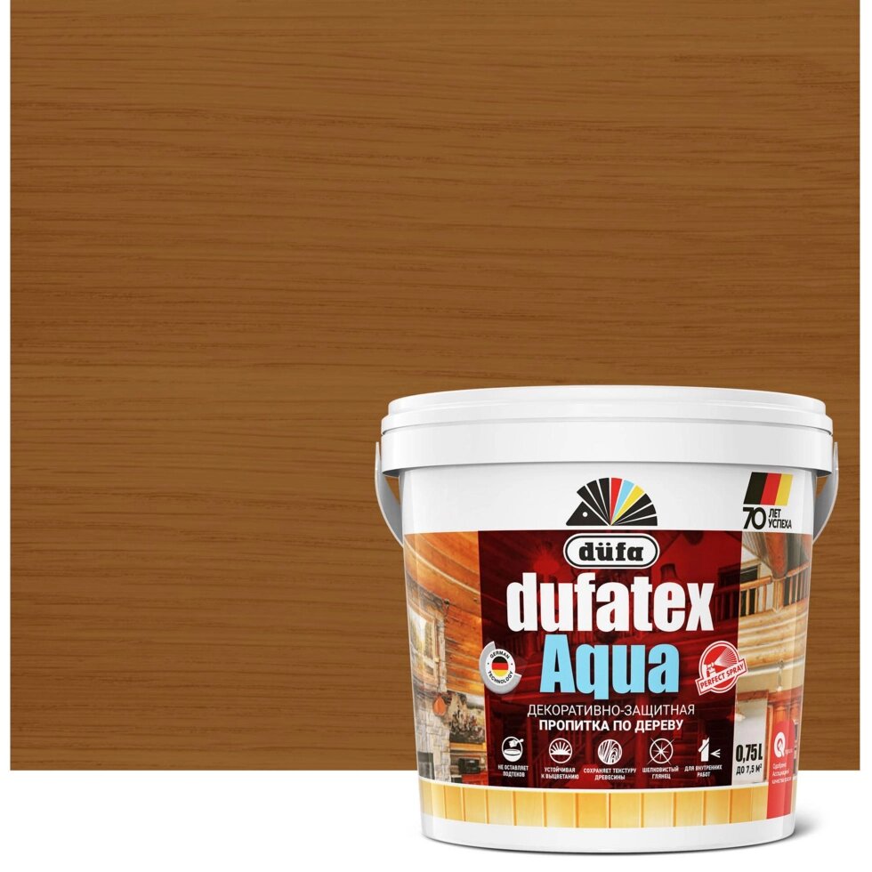 Пропитка для дерева водная цвета тик Dufatex aqua 0.75 л от компании TOO RT UNIVERSAL GROUP - фото 1