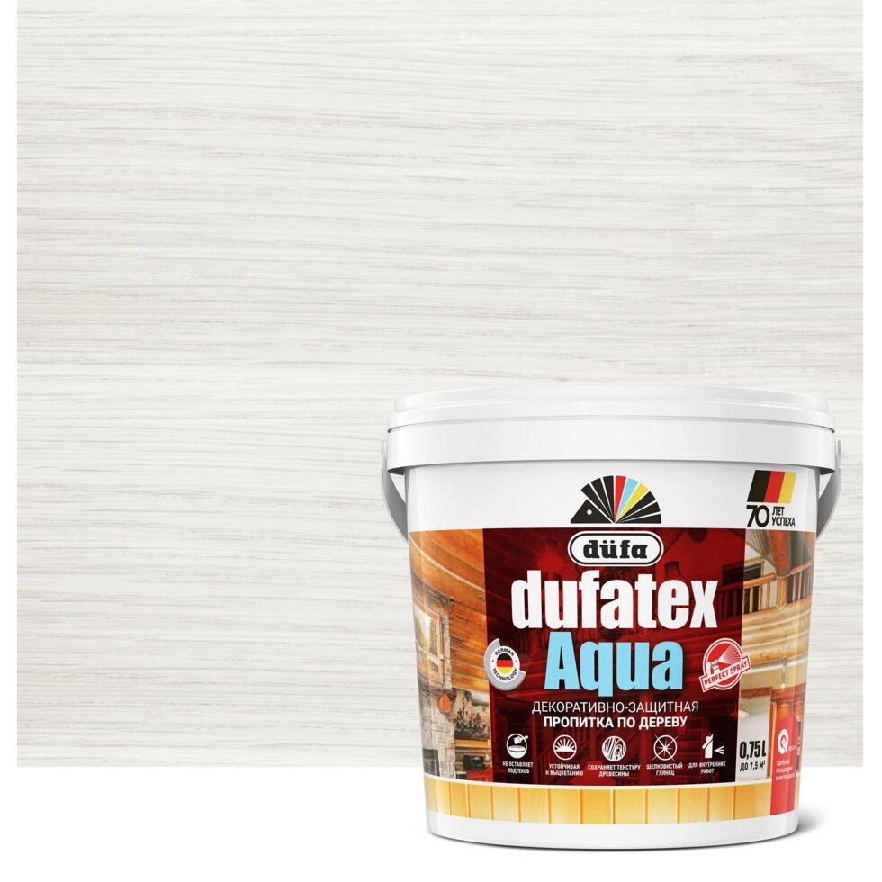 Пропитка для дерева водная Dufatex aqua 0.75 л цвет белый от компании TOO RT UNIVERSAL GROUP - фото 1