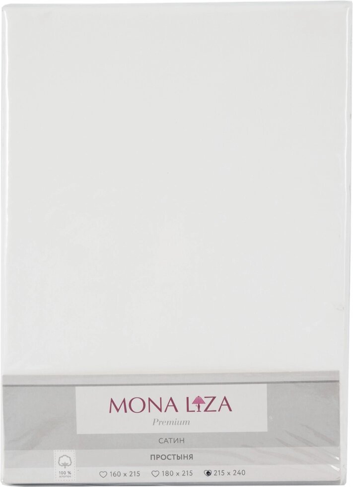Простыня Mona Liza «Premium», 215х240 см, сатин, цвет белый от компании ИП Фомичев - фото 1
