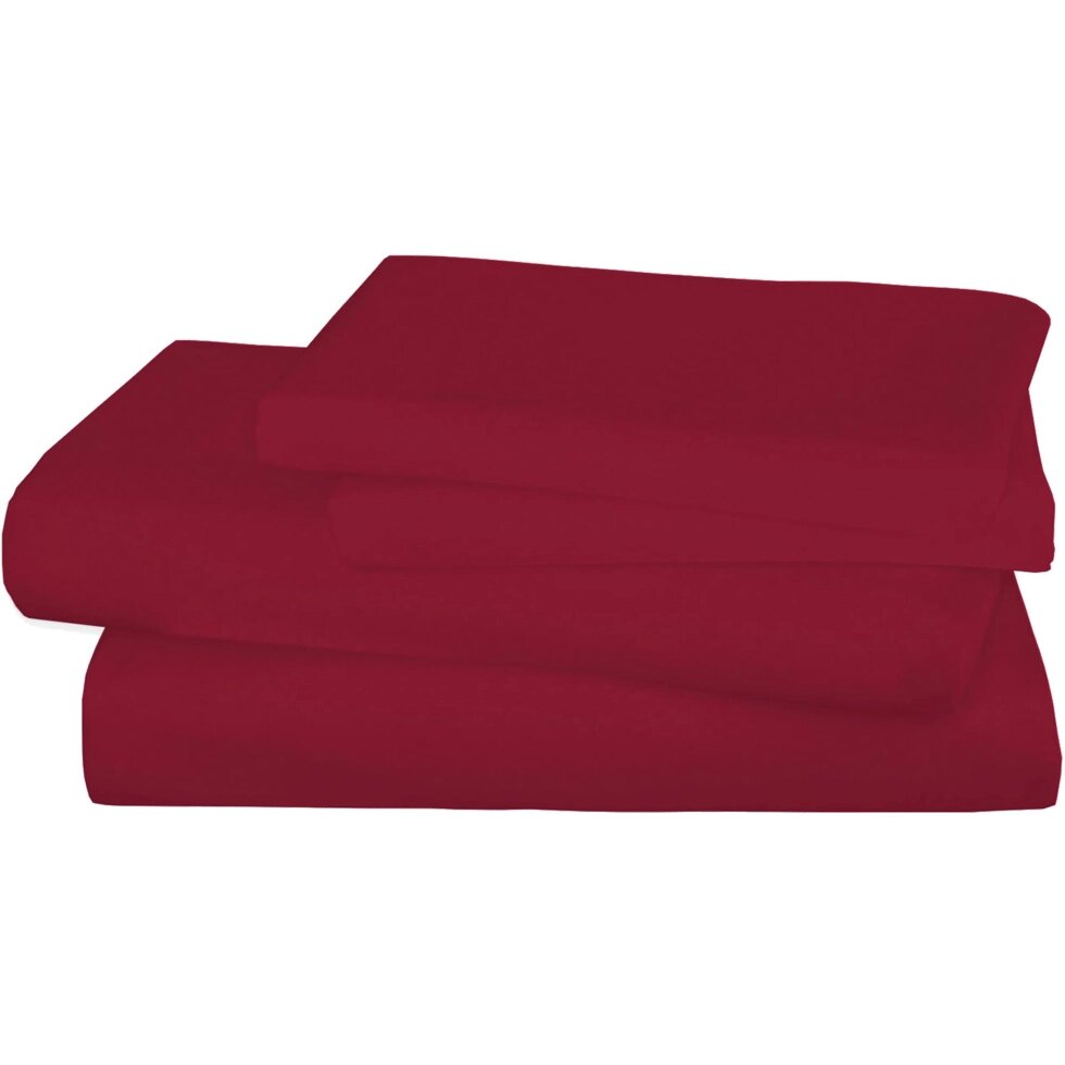 Простыня на резинке двуспальная, сатин, цвет красный от компании ИП Фомичев - фото 1
