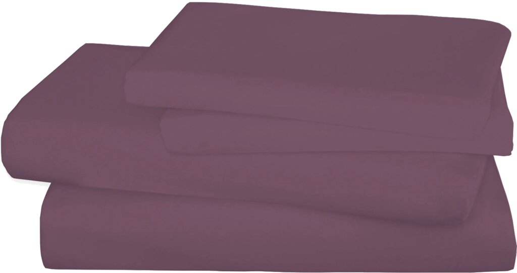 Простыня на резинке двуспальная, сатин, цвет сливовый от компании ИП Фомичев - фото 1