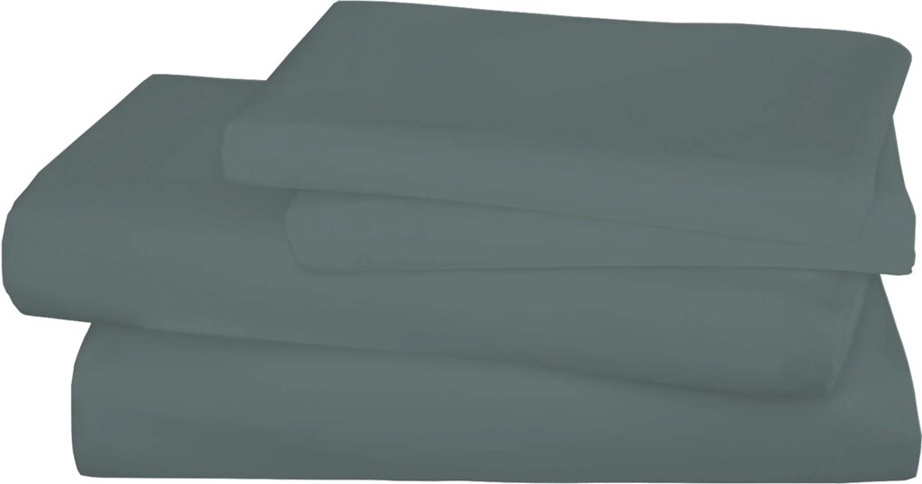 Простыня на резинке двуспальная, сатин, цвет темно-зеленый от компании ИП Фомичев - фото 1