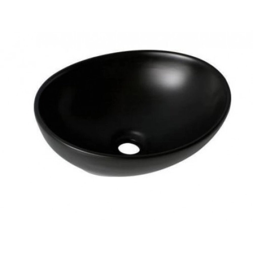Раковина накладная без перелива GAPPO GT-304-8 (41x33x14,5 см) Овальная черная от компании ИП Фомичев - фото 1