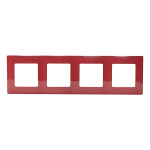 Рамка для розеток и выключателей Legrand Etika 4 поста, цвет красный
