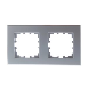 Рамка для розеток и выключателей Lexman Виктория плоская 2 поста цвет серебро