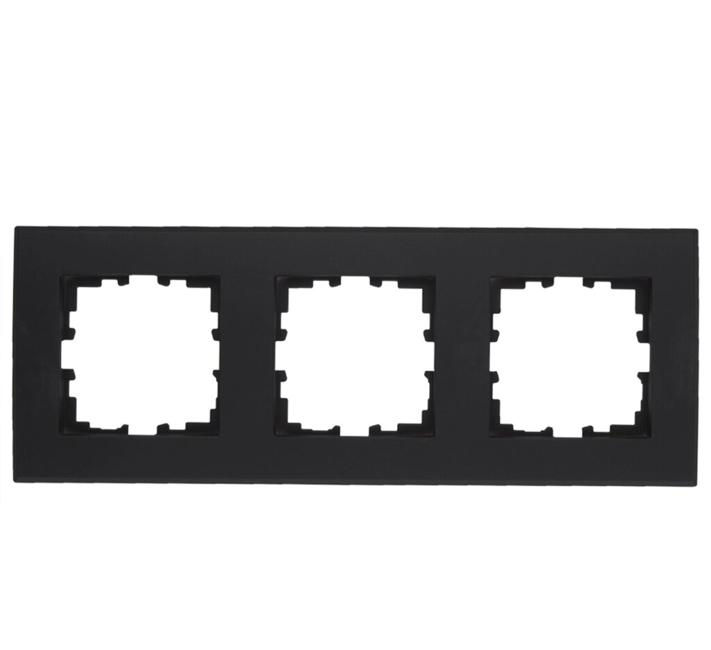Рамка для розеток и выключателей Lexman Виктория плоская, 3 поста, цвет чёрный от компании ИП Фомичев - фото 1