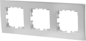 Рамка для розеток и выключателей Lexman Виктория плоская, 3 поста, цвет жемчужно-белый