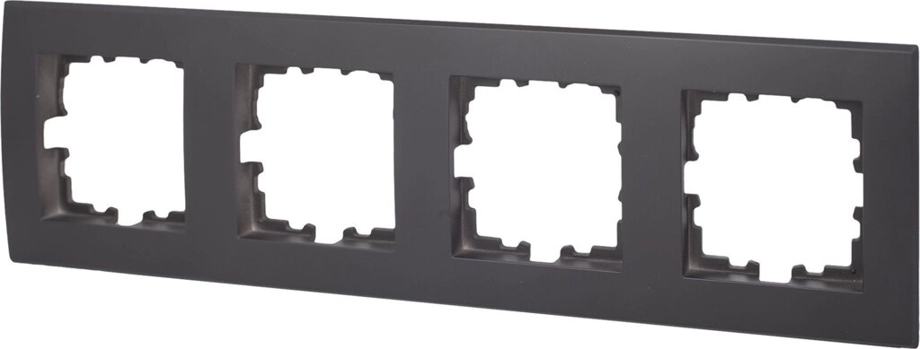 Рамка для розеток и выключателей Lexman Виктория плоская 4 поста цвет чёрный от компании ИП Фомичев - фото 1