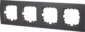 Рамка для розеток и выключателей Lexman Виктория плоская 4 поста цвет чёрный