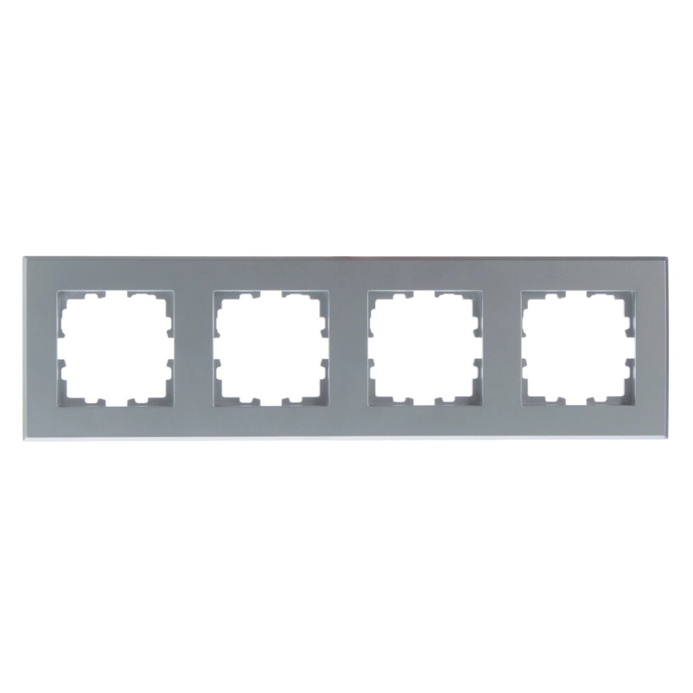 Рамка для розеток и выключателей Lexman Виктория плоская, 4 поста, цвет серый от компании ИП Фомичев - фото 1