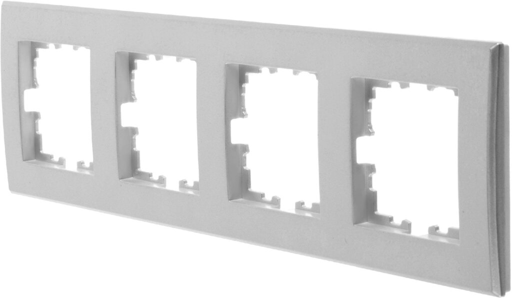 Рамка для розеток и выключателей Lexman Виктория плоская, 4 поста, цвет жемчужно-белый от компании ИП Фомичев - фото 1