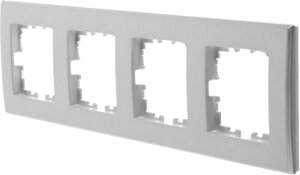 Рамка для розеток и выключателей Lexman Виктория плоская, 4 поста, цвет жемчужно-белый