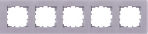 Рамка для розеток и выключателей Lexman Виктория плоская, 5 постов, цвет серебристый
