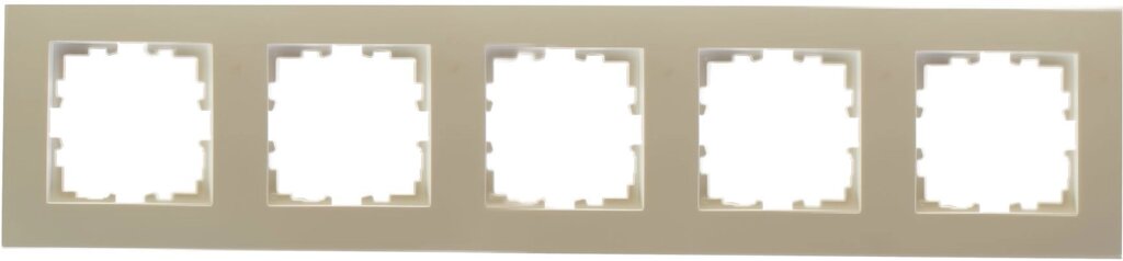 Рамка для розеток и выключателей Lexman Виктория плоская, 5 постов, цвет жемчужно-белый от компании ИП Фомичев - фото 1