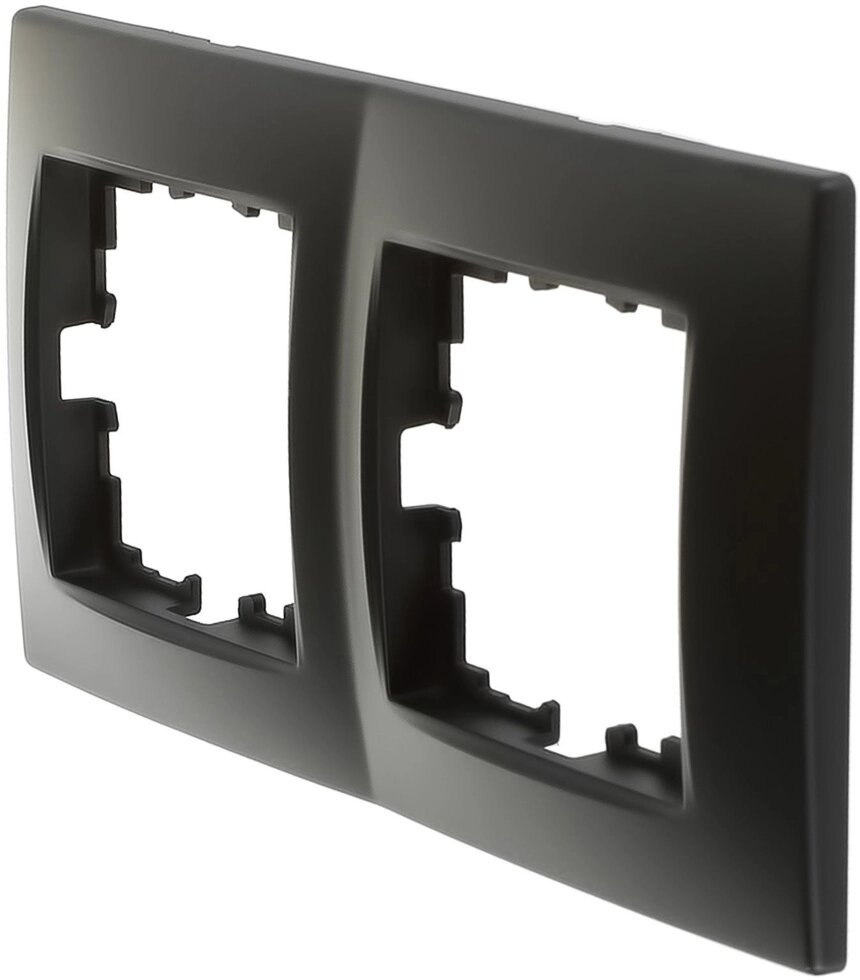 Рамка для розеток и выключателей Lexman Виктория сферическая, 2 поста, цвет чёрный бархат матовый от компании ИП Фомичев - фото 1