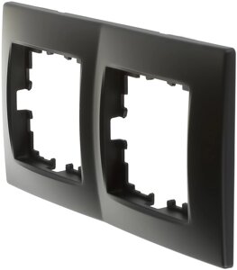Рамка для розеток и выключателей Lexman Виктория сферическая, 2 поста, цвет чёрный бархат матовый
