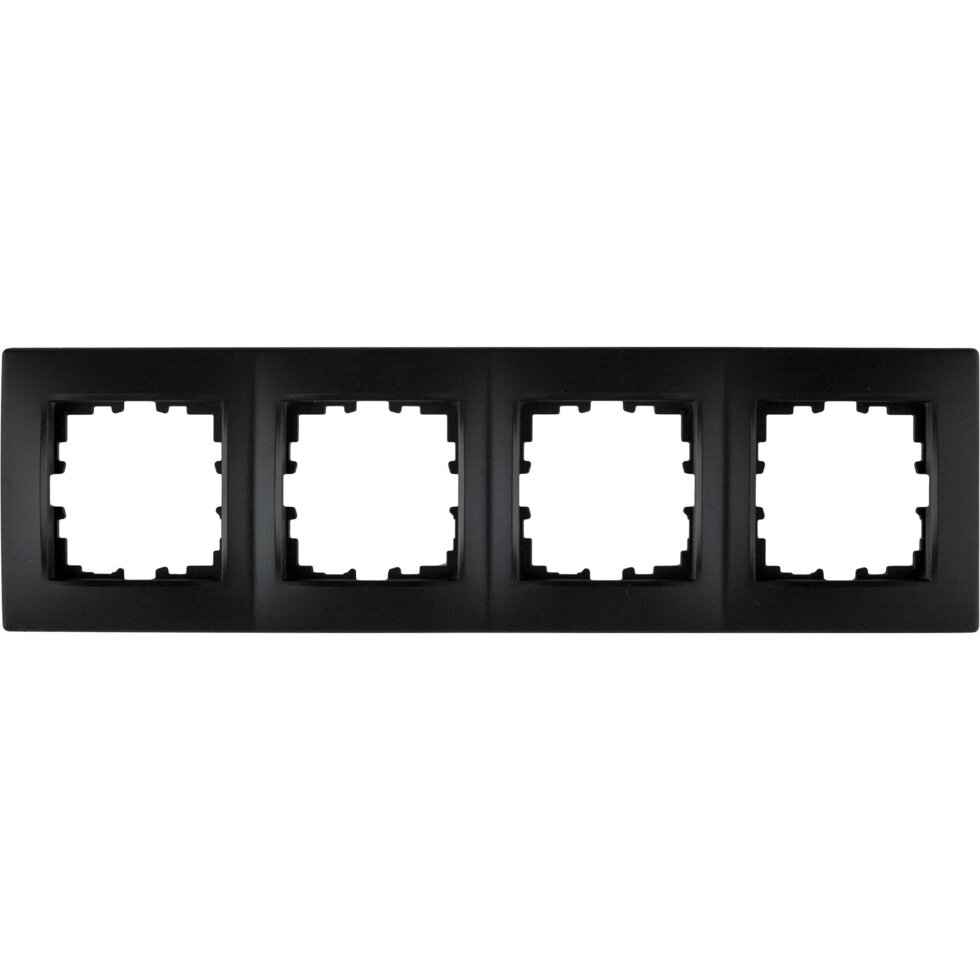 Рамка для розеток и выключателей Lexman Виктория сферическая, 4 поста, цвет чёрный бархат матовый от компании ИП Фомичев - фото 1