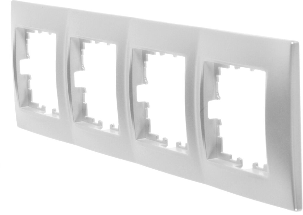 Рамка для розеток и выключателей Lexman Виктория сферическая, 4 поста, цвет жемчужно-белый матовый от компании ИП Фомичев - фото 1