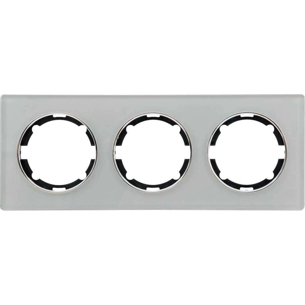 Рамка для розеток и выключателей Onekey Florence 3 поста, стекло, цвет серый от компании ИП Фомичев - фото 1