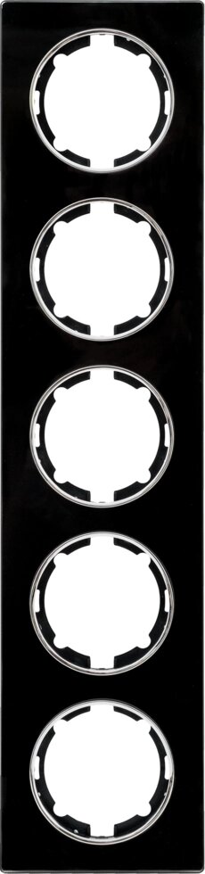 Рамка для розеток и выключателей Onekey Florence 5 постов, стекло, цвет черный от компании ИП Фомичев - фото 1