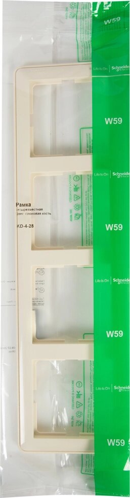 Рамка для розеток и выключателей Schneider Electric W59 4 поста, цвет слоновая кость от компании ИП Фомичев - фото 1