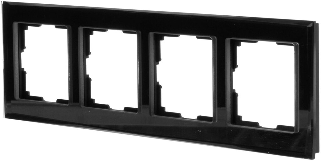 Рамка для розеток и выключателей Werkel Diamant 4 поста, цвет чёрный от компании ИП Фомичев - фото 1