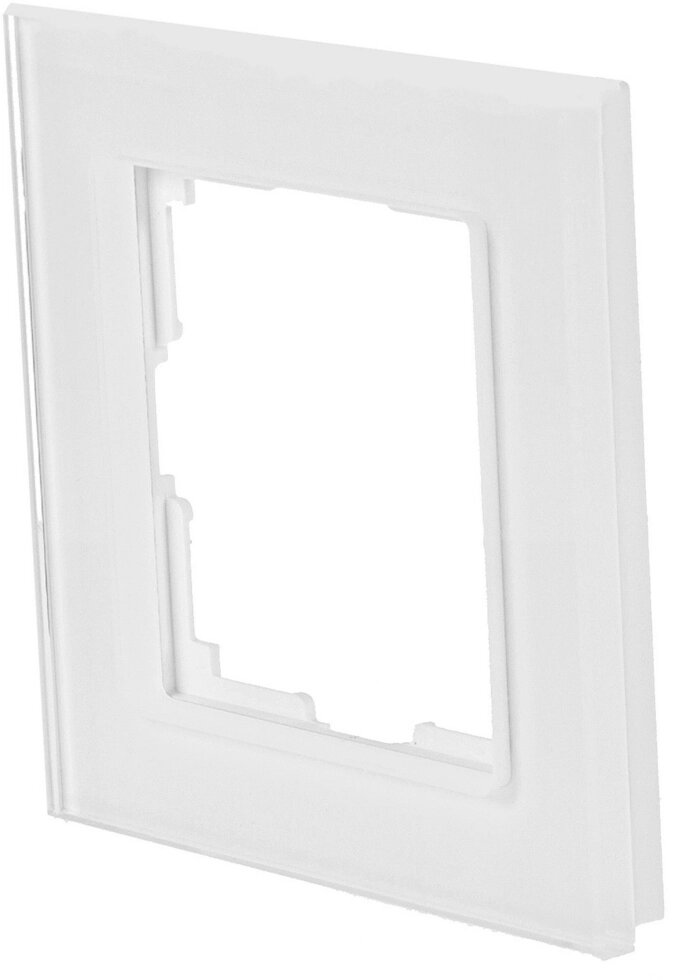 Рамка для розеток и выключателей Werkel Favorit 1 пост, стекло, цвет белый от компании ИП Фомичев - фото 1
