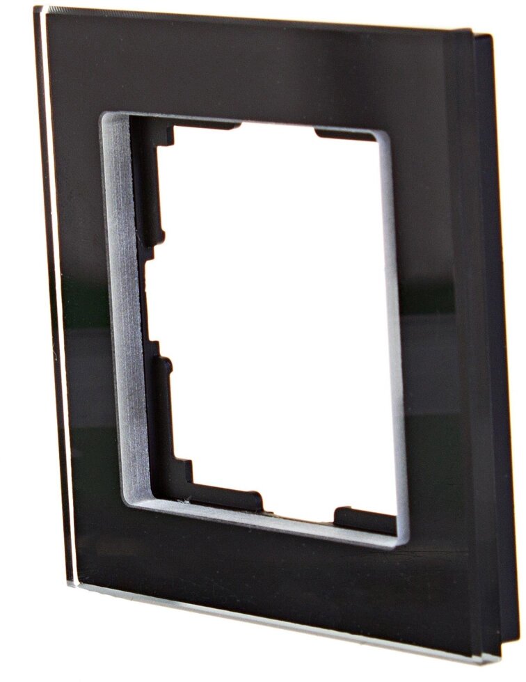Рамка для розеток и выключателей Werkel Favorit 1 пост, стекло, цвет чёрный от компании ИП Фомичев - фото 1