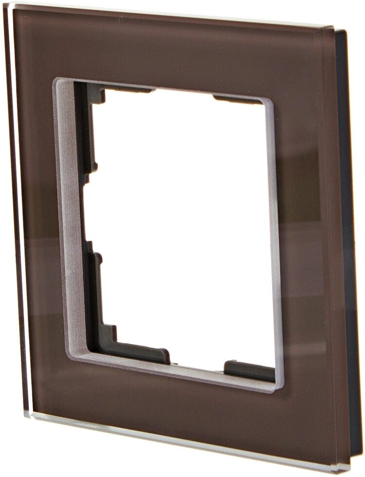 Рамка для розеток и выключателей Werkel Favorit 1 пост, стекло, цвет коричневый от компании ИП Фомичев - фото 1