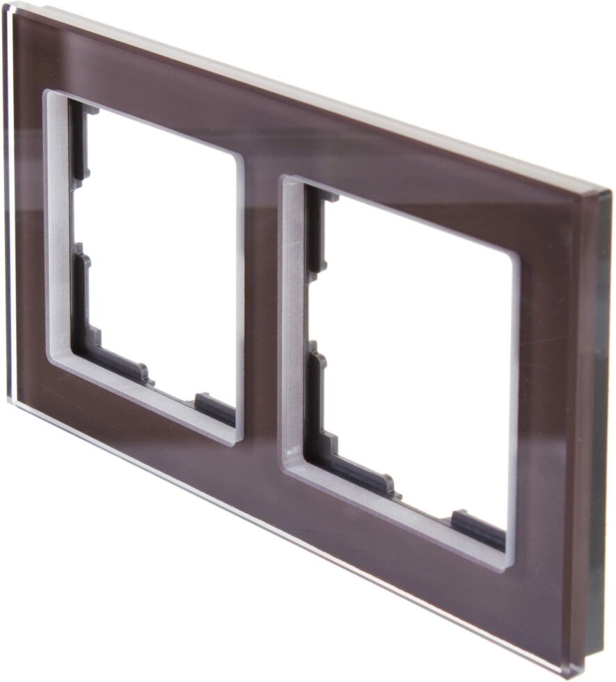 Рамка для розеток и выключателей Werkel Favorit 2 поста, стекло, цвет коричневый от компании ИП Фомичев - фото 1
