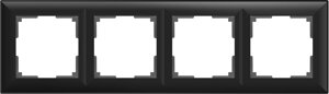 Рамка для розеток и выключателей Werkel Fiore 4 поста, цвет чёрный матовый