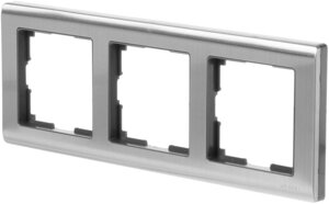 Рамка для розеток и выключателей Werkel Metallic 3 поста, металл, цвет глянцевый никель