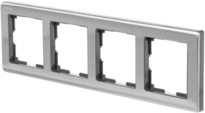 Рамка для розеток и выключателей Werkel Metallic 4 поста, металл, цвет глянцевый никель