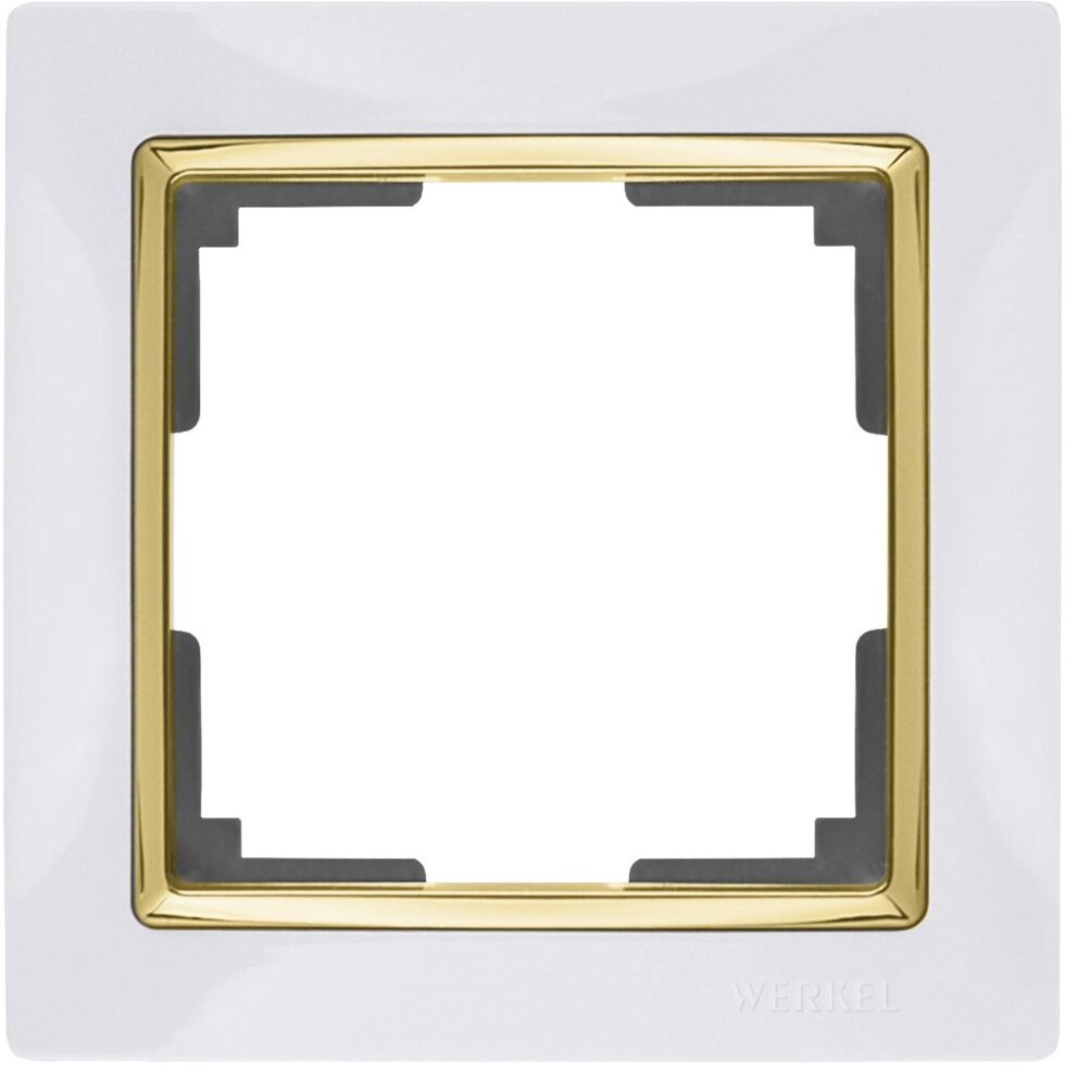 Рамка для розеток и выключателей Werkel Snabb 1 пост, цвет белый/золото от компании ИП Фомичев - фото 1