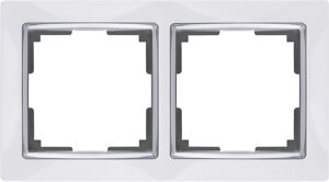 Рамка для розеток и выключателей Werkel Snabb 2 поста, цвет белый/хром