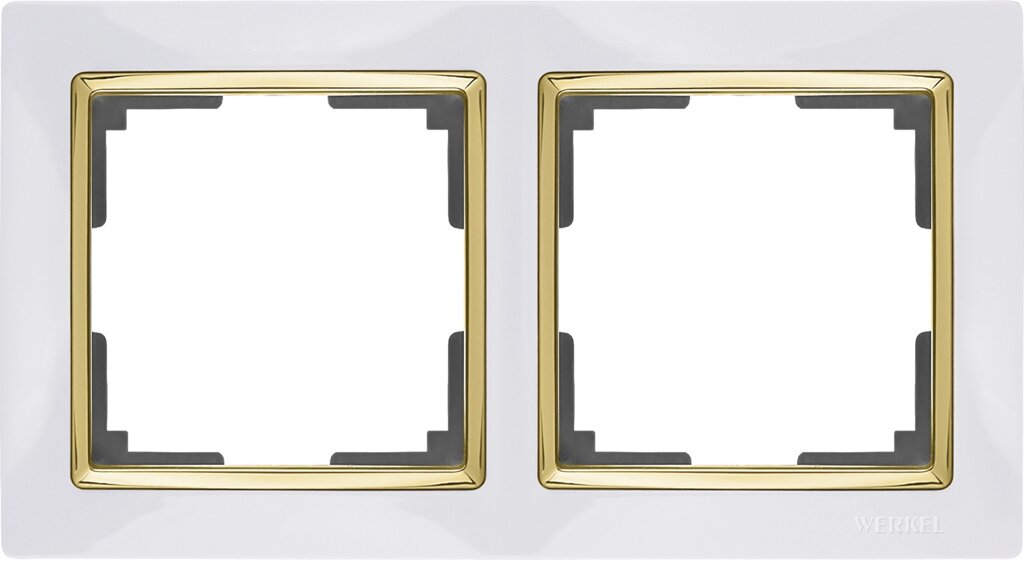 Рамка для розеток и выключателей Werkel Snabb 2 поста, цвет белый/золото от компании ИП Фомичев - фото 1