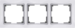 Рамка для розеток и выключателей Werkel Snabb 3 поста, цвет белый/хром