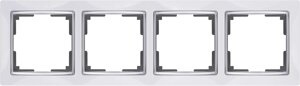 Рамка для розеток и выключателей Werkel Snabb 4 поста, цвет белый/хром