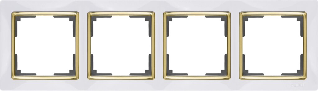 Рамка для розеток и выключателей Werkel Snabb 4 поста, цвет белый/золото от компании ИП Фомичев - фото 1