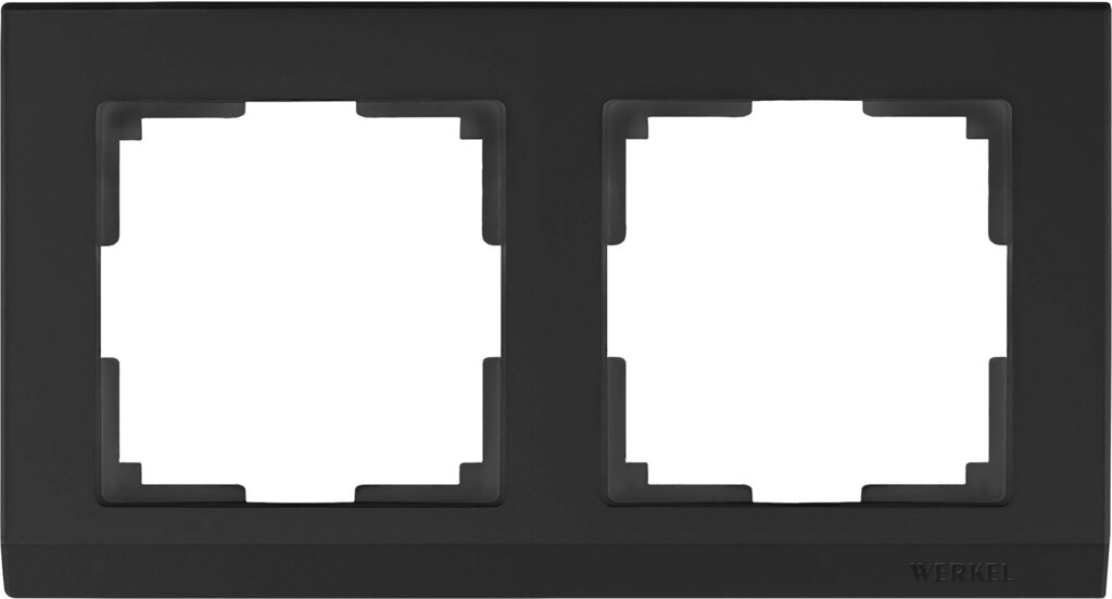 Рамка для розеток и выключателей Werkel Stark 2 поста, цвет чёрный матовый от компании ИП Фомичев - фото 1