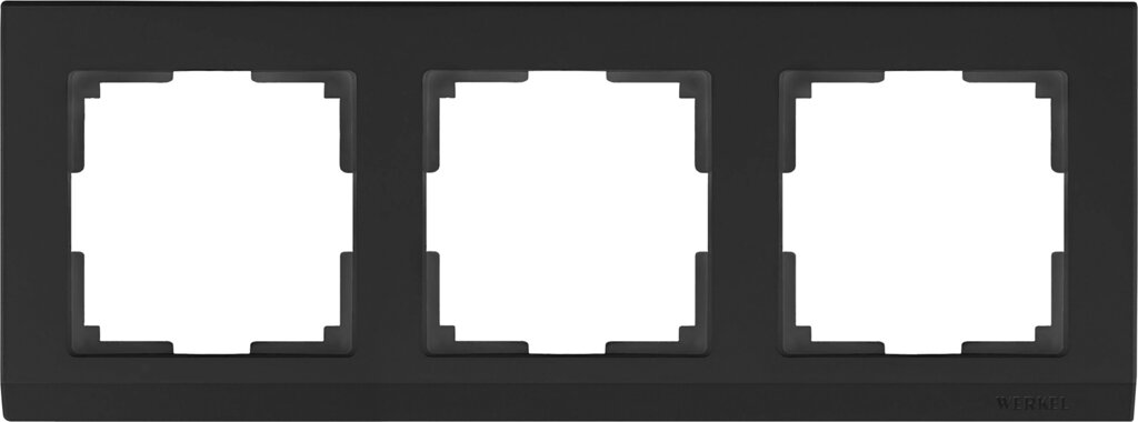 Рамка для розеток и выключателей Werkel Stark 3 поста, цвет чёрный матовый от компании ИП Фомичев - фото 1