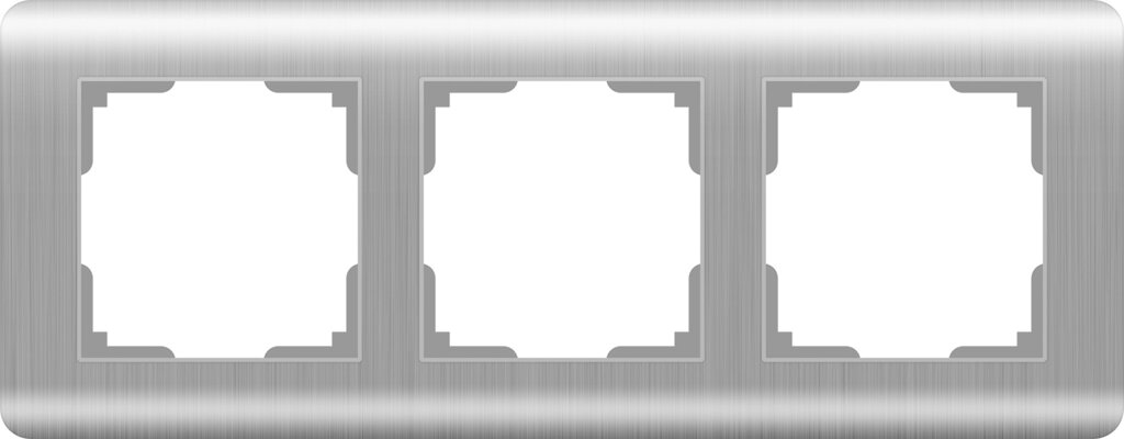 Рамка для розеток и выключателей Werkel Stream 3 поста, цвет серебряный рифленый от компании ИП Фомичев - фото 1