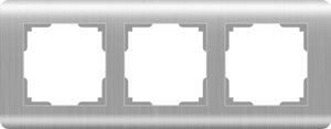 Рамка для розеток и выключателей Werkel Stream 3 поста, цвет серебряный рифленый