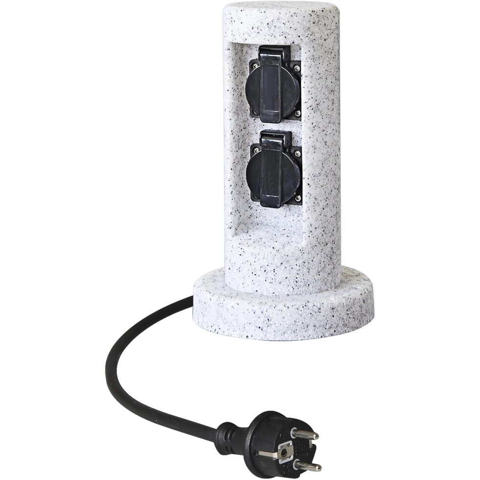 Розетка накладная влагозащищенная Escada 40001/2 3600W с заземлением, IP44, цвет серый камень от компании ИП Фомичев - фото 1