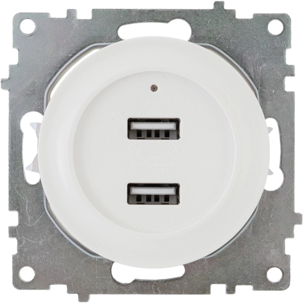 Розетка USB двойная встраиваемая Onekeyelectro, с подсветкой, цвет белый от компании ИП Фомичев - фото 1