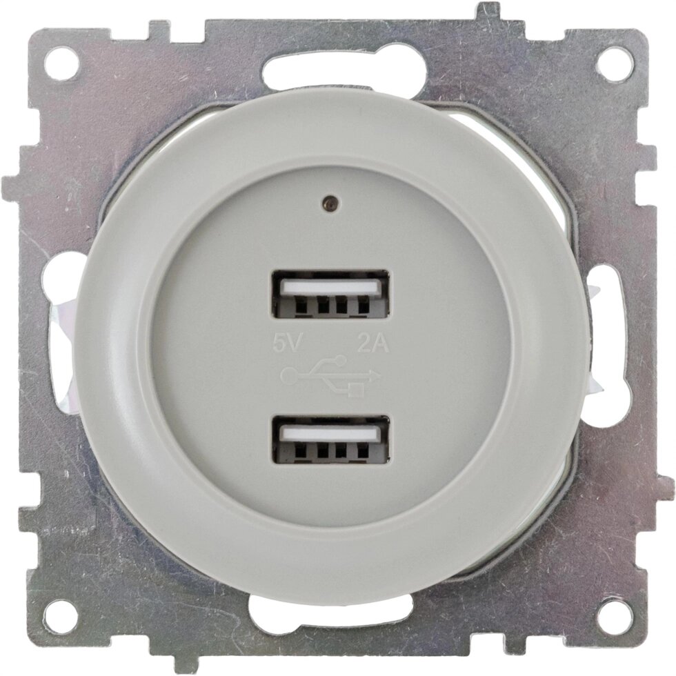 Розетка USB двойная встраиваемая Onekeyelectro, с подсветкой, цвет серый от компании ИП Фомичев - фото 1