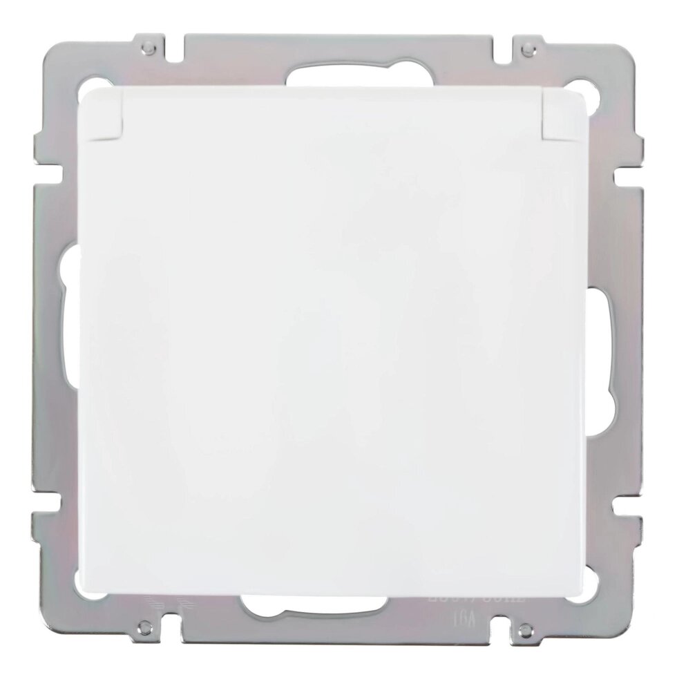 Розетка встраиваемая влагозащищённая Werkel с заземлением, с крышкой и шторками, IP44, цвет белый от компании ИП Фомичев - фото 1