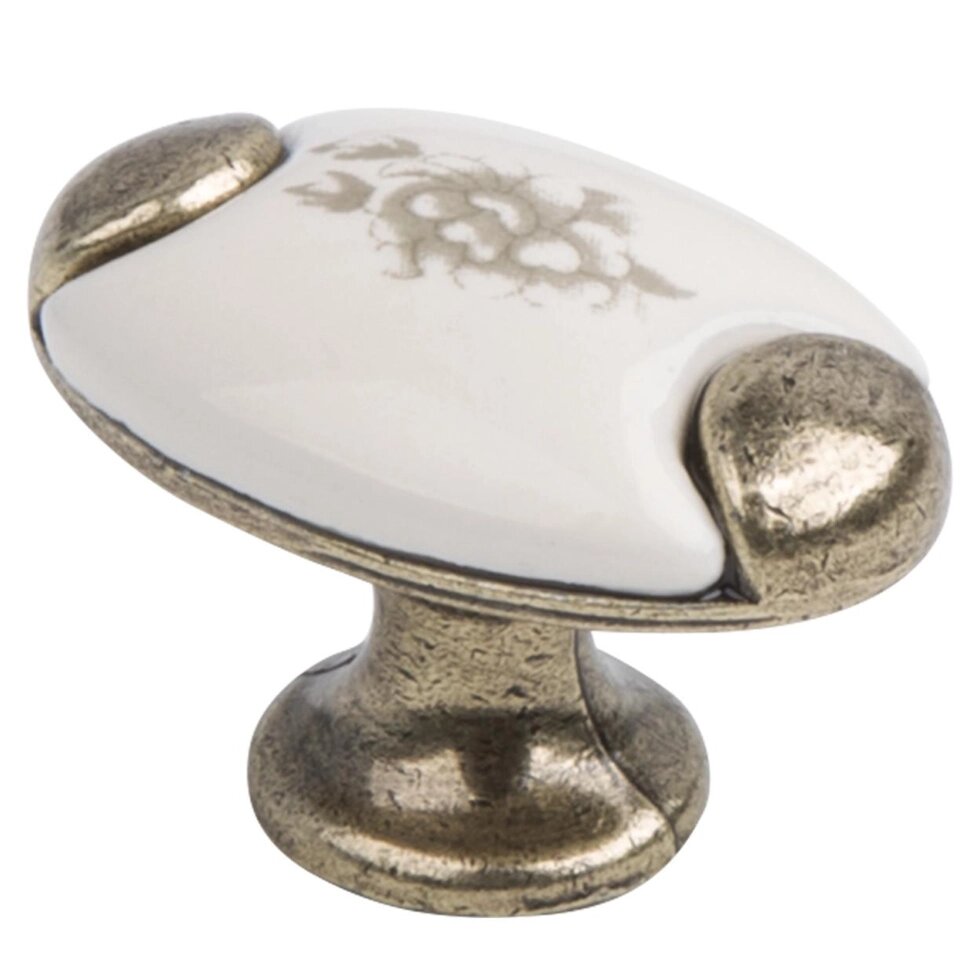 Ручка-кнопка Kerron с фарфором цвет бронза от компании ИП Фомичев - фото 1