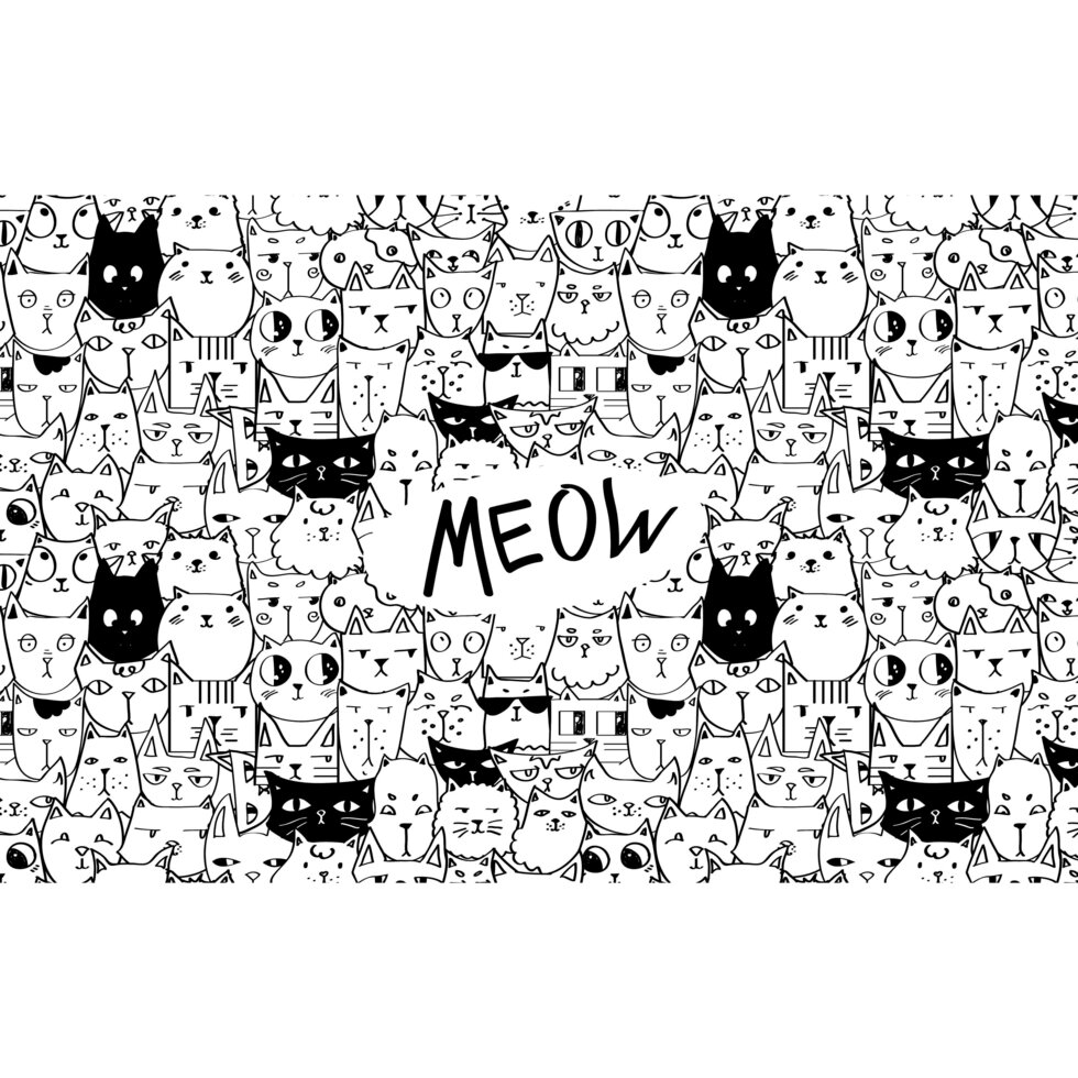 Салфетка сервировочная «Коты» 26x41 см черно-белая от компании ИП Фомичев - фото 1
