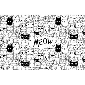 Салфетка сервировочная «Коты» 26x41 см черно-белая